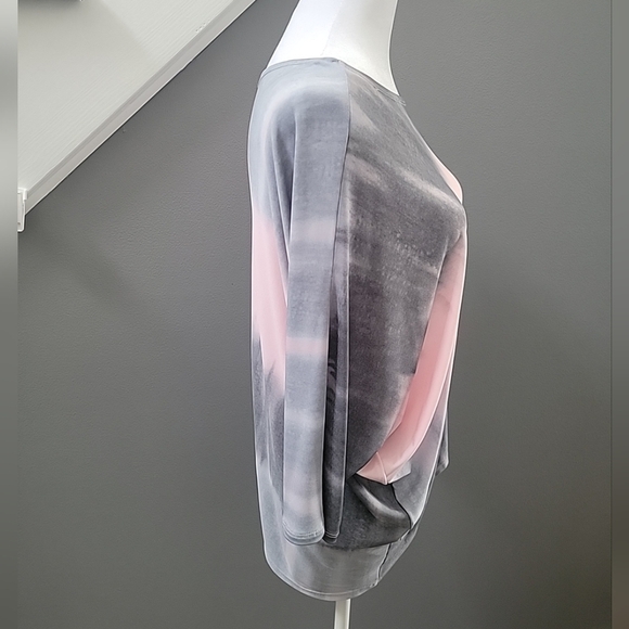 Clara Sun Woo Ombre Tie Dye Asymmetrical Top Womens XSmall Gray & Pink Casual - Picture 2 of 5